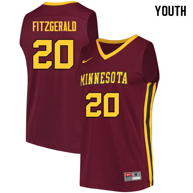 Youth #20 Davonte Fitzgerald Minnesota Golden Gophers College Basketball Jerseys Sale-Maroon - Click Image to Close